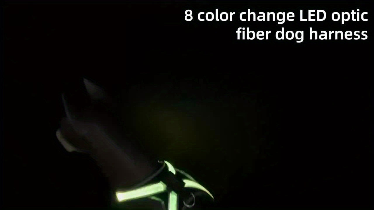 8-Color Changing LED Dog Vest with Control-like Button - Rechargeable Multicolor Night for Medium & Large Dogs, 8 Modes (Green/Red/Blue/Click/White/Pink/Ice/) - Low-Visibility Jacket for Night Walks