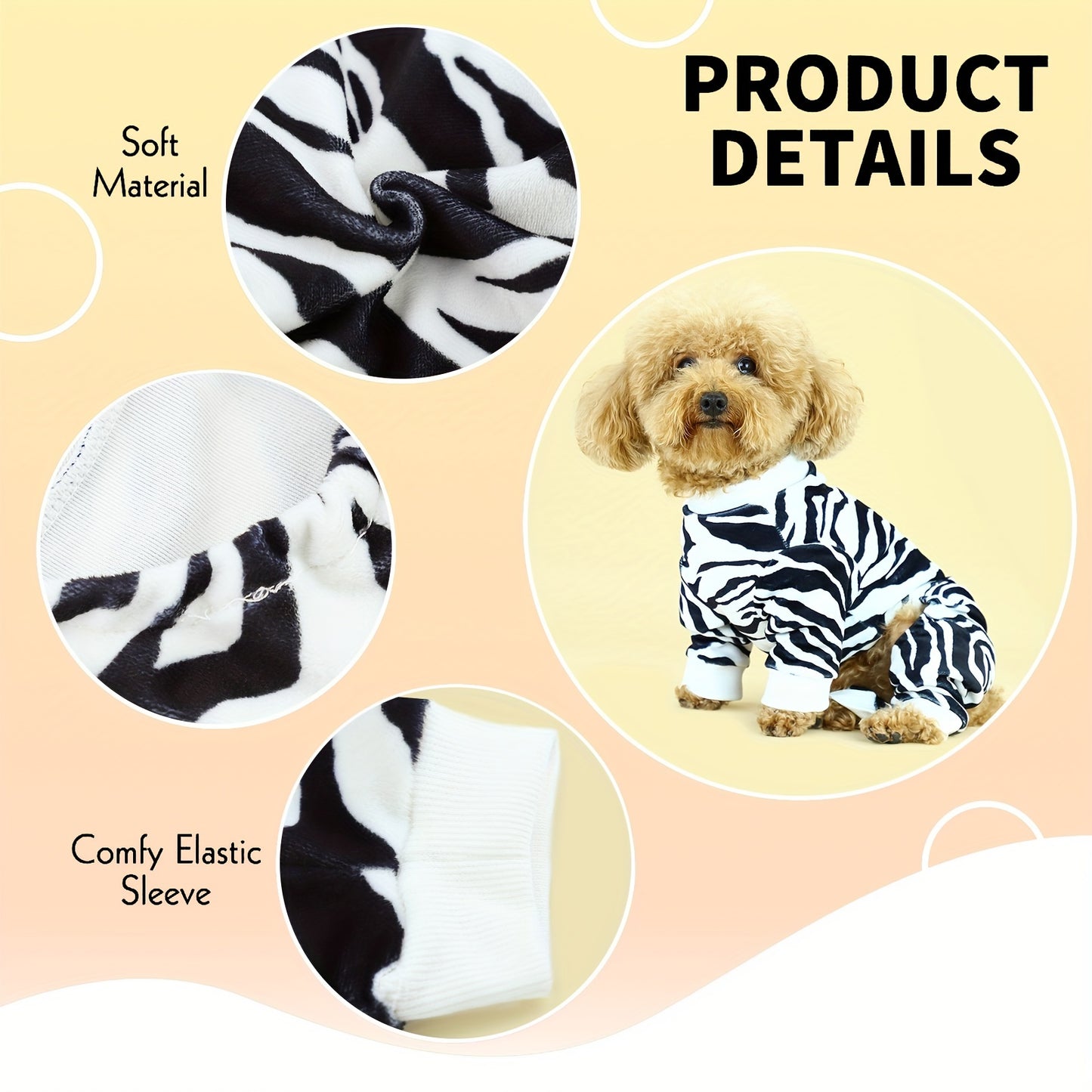 Dog Jumpsuit, Embrace The Untamed Beauty Of The Wild With Our Opulent Zebra Stripe Texture Dog Pajamas: Indulge Your Furry Friend In Stylish Comfort And Unforgettable Nights Of Luxurious Slumber