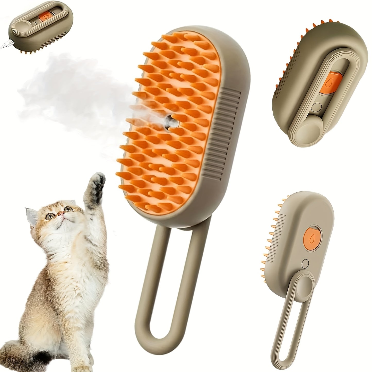 2pcs Cat Steam Brush, 4-in-1 Multifunctional Self-Cleaning Pet Hair Remover Suitable for Long & Short Haired Cats, Steam Groomer Comb with Steam Technology for Tangled Fur Removal, Suitable for Cat Breeds