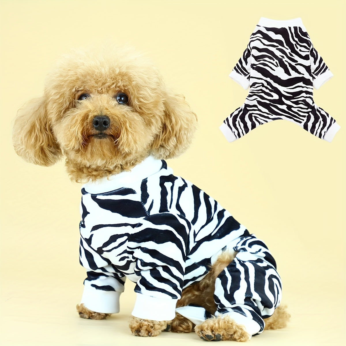Dog Jumpsuit, Embrace The Untamed Beauty Of The Wild With Our Opulent Zebra Stripe Texture Dog Pajamas: Indulge Your Furry Friend In Stylish Comfort And Unforgettable Nights Of Luxurious Slumber