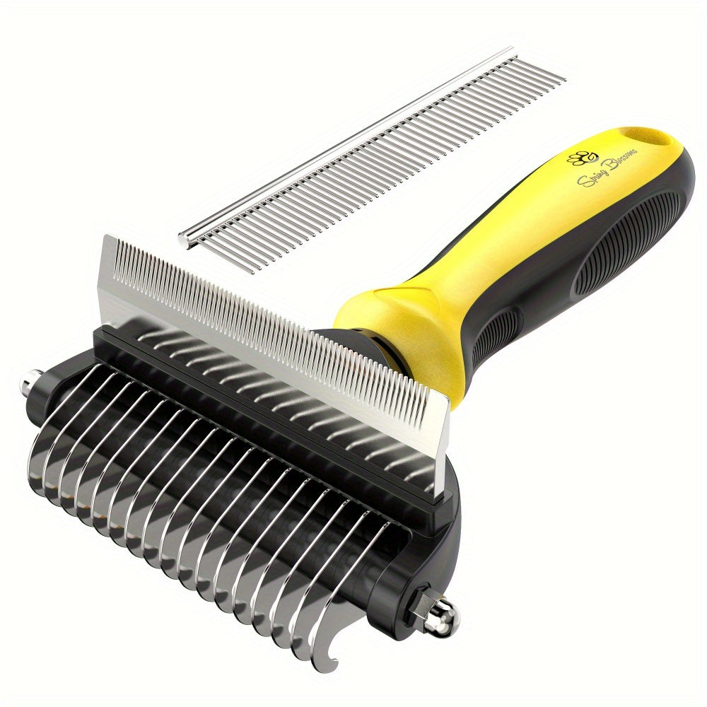 [Dual-Purpose Grooming Rake] Dual-Purpose Grooming Rake | Dematting Comb for Cats And Dogs - Effortlessly Remove Mats And Tangles, Hair Removal for Pets, No Battery