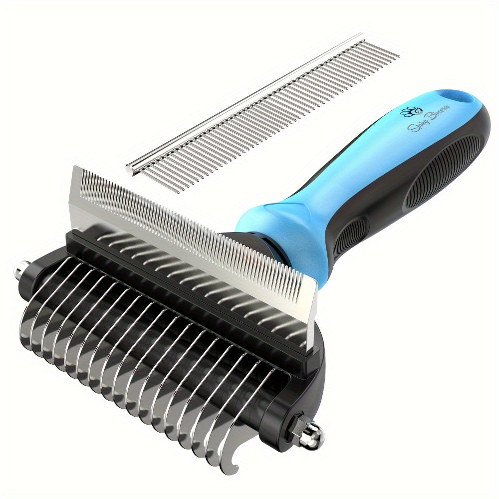 [Dual-Purpose Grooming Rake] Dual-Purpose Grooming Rake | Dematting Comb for Cats And Dogs - Effortlessly Remove Mats And Tangles, Hair Removal for Pets, No Battery