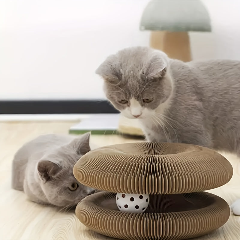Magical Organ for cat Scratching Board, Wear-Resistant Indoor Interactive for cat Toys-Magic Organ for cat Scratcher Board with Circular Ball Track - Cardboard Scratching Pad for Cats-1/2pcs -Thickened for cat Scratching Boar