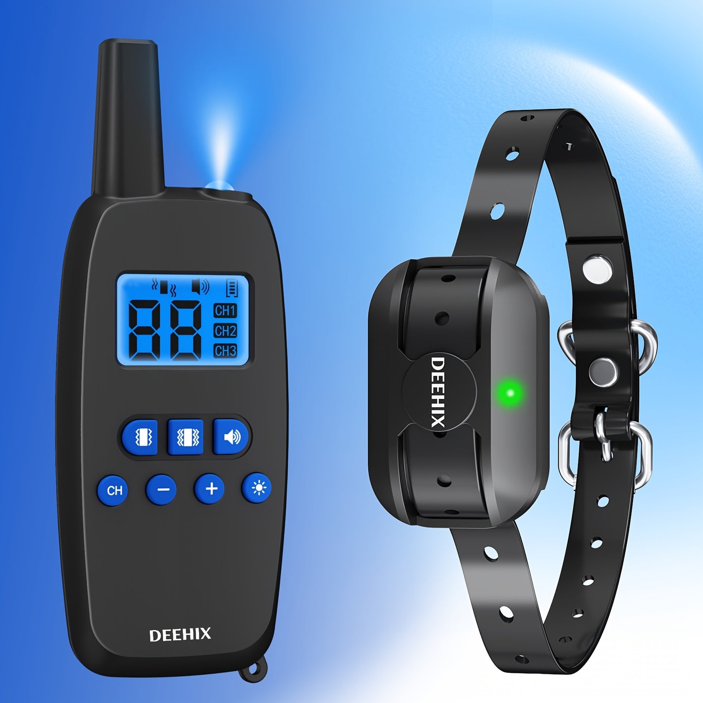 [Dogs, Supports regulate] 1 OR 2pcs Dog Training Collars with Remote | Adjustable Nylon Strap, 99 Levels, Bright Lighting & Sound Modes, Rechargeable, Waterproof, for Small to Large Dogs (5-150lbs), 3280ft Range