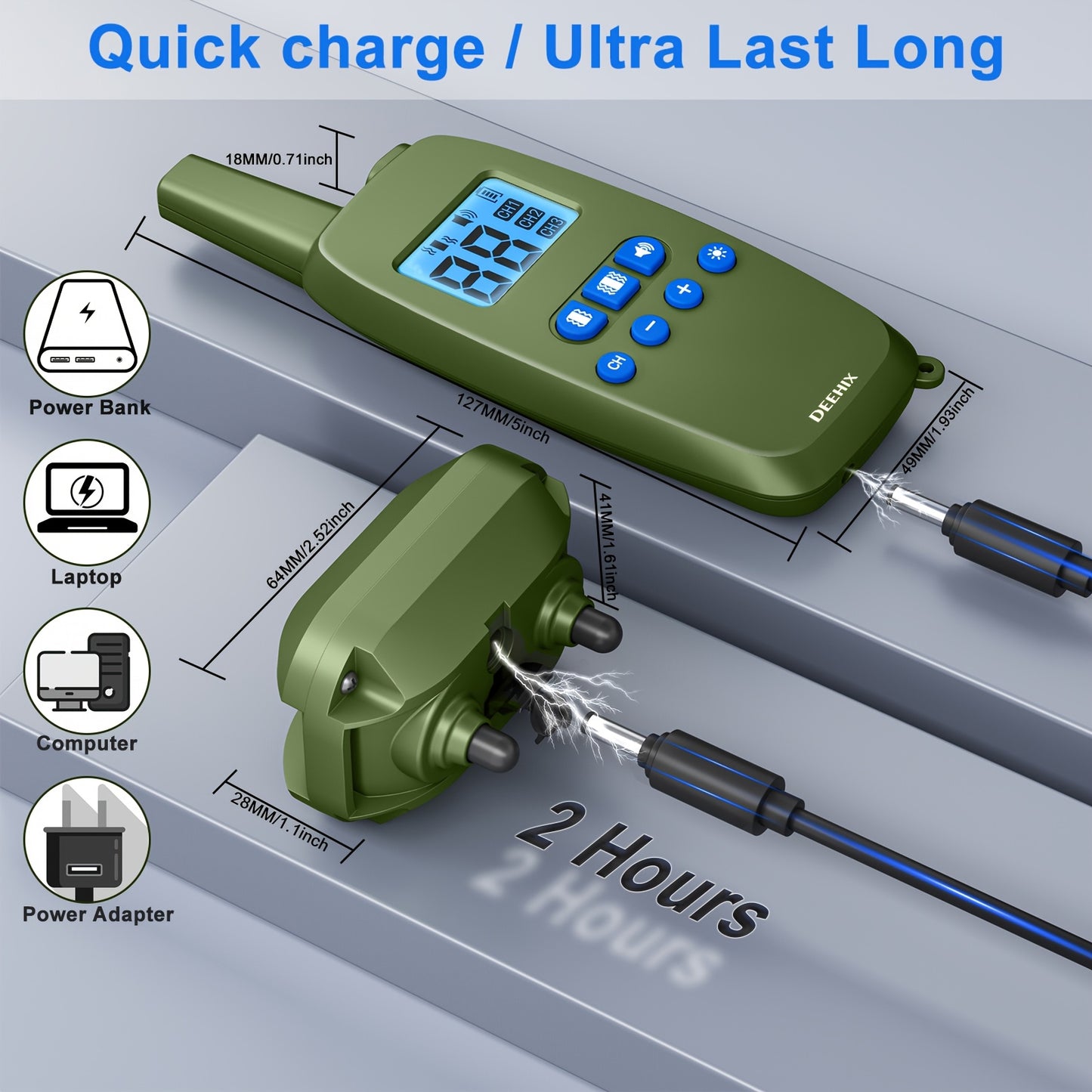 [Dogs, Supports regulate] 1 OR 2pcs Dog Training Collars with Remote | Adjustable Nylon Strap, 99 Levels, Bright Lighting & Sound Modes, Rechargeable, Waterproof, for Small to Large Dogs (5-150lbs), 3280ft Range