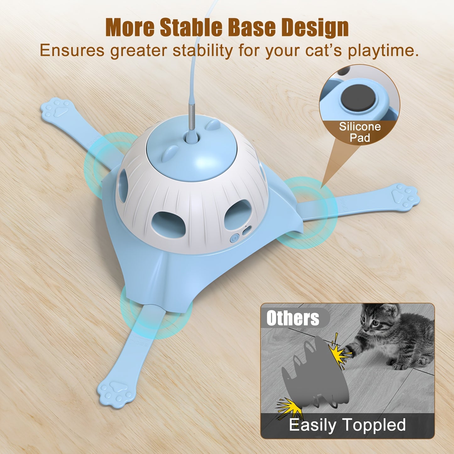 3in 1 Indoor Interactive Cat Toys, Smart Cat Rotating Feather Wand, Fluttering Butterfly, Electronic Mole Game for Indoor Cats, Cats Accessories And Supplies, Acrylic Cat Wand, Retractable Cat Wand Stick, Feather Cat Wand, Fe