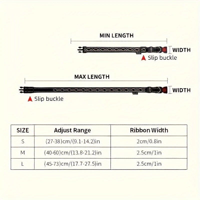 [USB Rechargeable] Adjustable USB Chargeable LED Embroidery Collar | Enhance Visibility, Ensure Night Safety for Pets During Walks