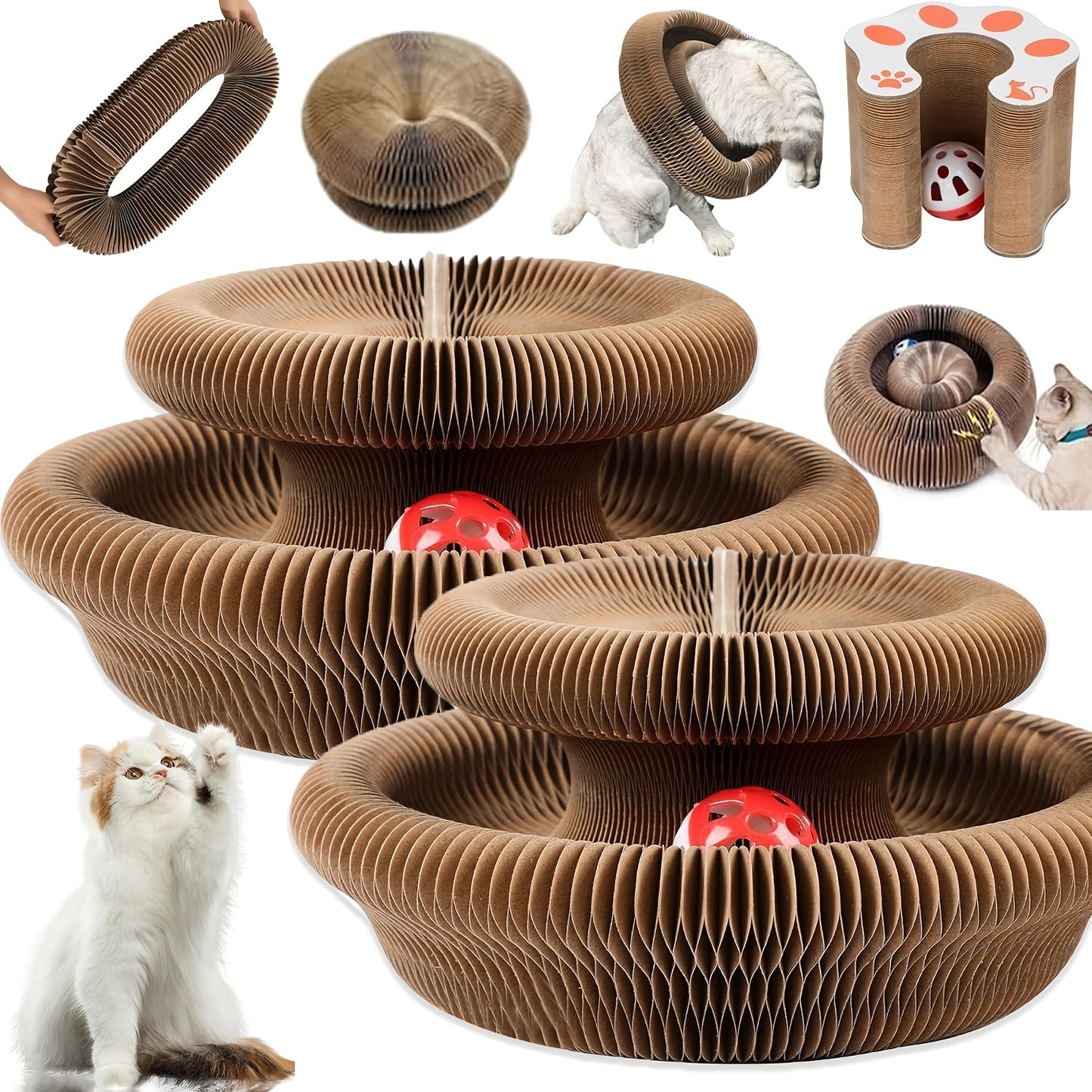 Magical Organ for cat Scratching Board, Wear-Resistant Indoor Interactive for cat Toys-Magic Organ for cat Scratcher Board with Circular Ball Track - Cardboard Scratching Pad for Cats-1/2pcs -Thickened for cat Scratching Boar