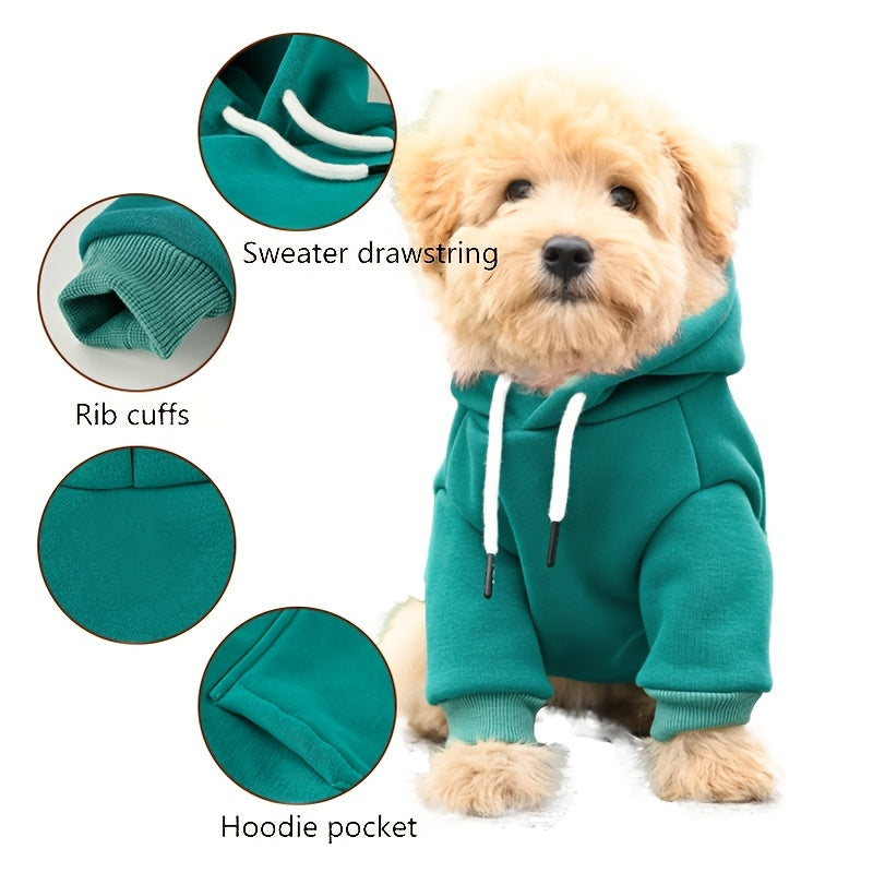 100% Polyester All-Season Knit Fabric Paiaite Dog Hoodie Sweatshirt - Pullover with Back Pocket - Ideal for Small to Medium Breeds, Walks & Adventures