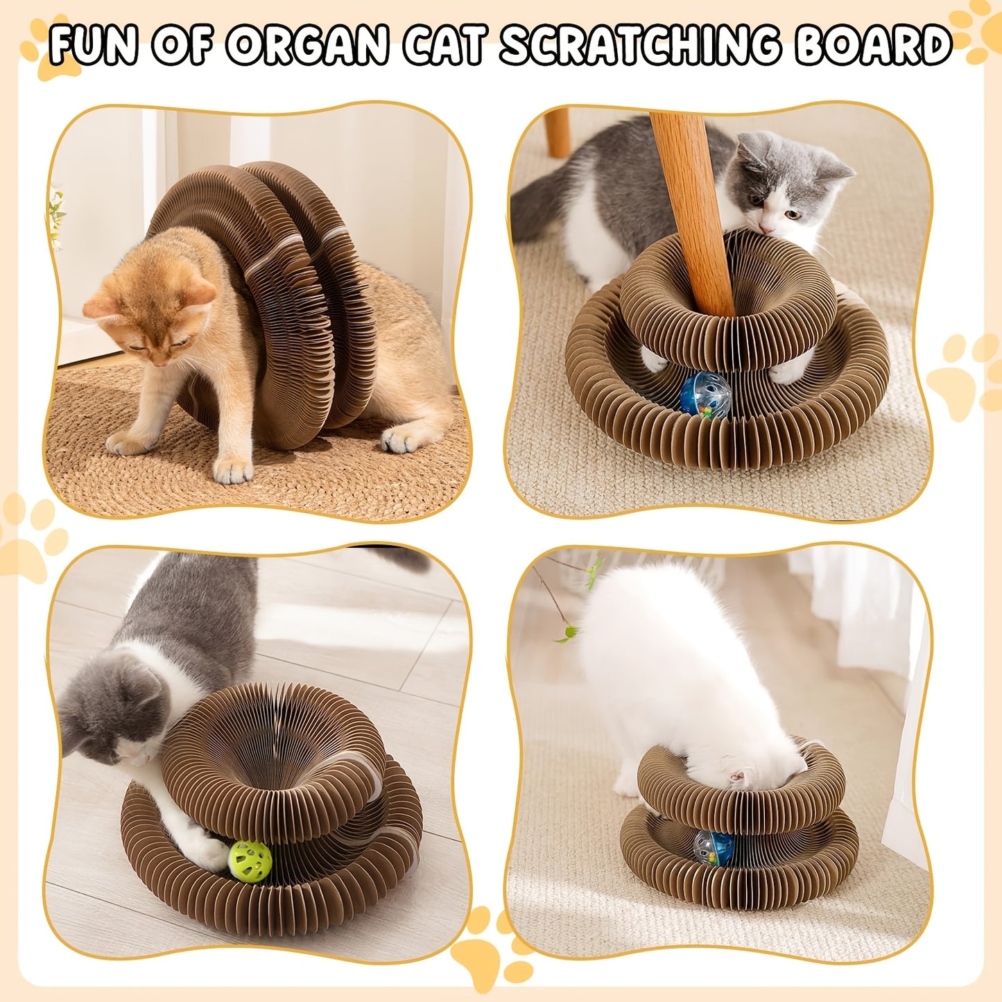 Magical Organ for cat Scratching Board, Wear-Resistant Indoor Interactive for cat Toys-Magic Organ for cat Scratcher Board with Circular Ball Track - Cardboard Scratching Pad for Cats-1/2pcs -Thickened for cat Scratching Boar