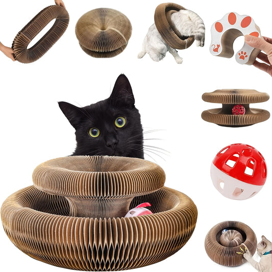 Magical Organ for cat Scratching Board, Wear-Resistant Indoor Interactive for cat Toys-Magic Organ for cat Scratcher Board with Circular Ball Track - Cardboard Scratching Pad for Cats-1/2pcs -Thickened for cat Scratching Boar
