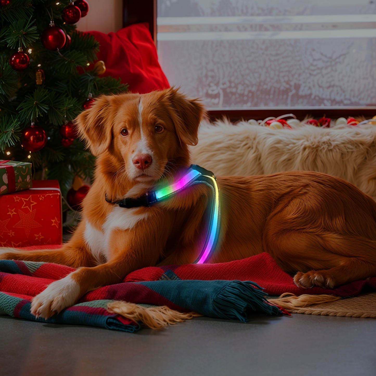 8-Color Changing LED Dog Vest with Control-like Button - Rechargeable Multicolor Night for Medium & Large Dogs, 8 Modes (Green/Red/Blue/Click/White/Pink/Ice/) - Low-Visibility Jacket for Night Walks