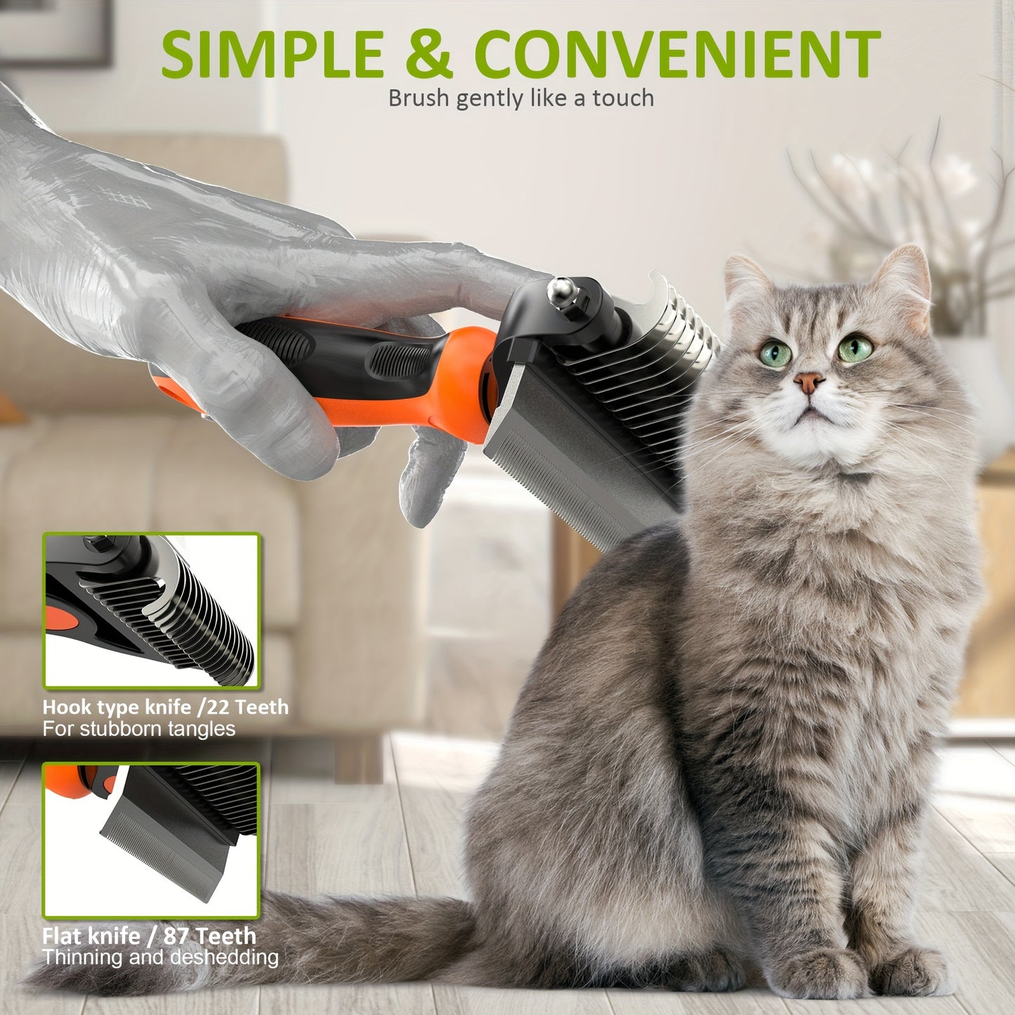 [Dual-Purpose Grooming Rake] Dual-Purpose Grooming Rake | Dematting Comb for Cats And Dogs - Effortlessly Remove Mats And Tangles, Hair Removal for Pets, No Battery