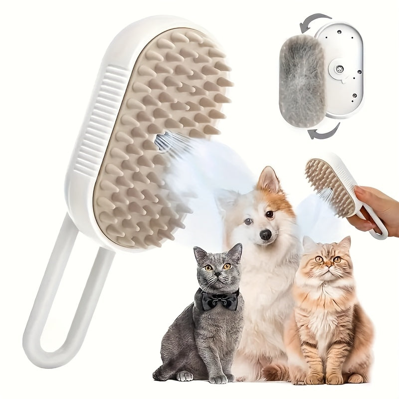 2pcs Cat Steam Brush, 4-in-1 Multifunctional Self-Cleaning Pet Hair Remover Suitable for Long & Short Haired Cats, Steam Groomer Comb with Steam Technology for Tangled Fur Removal, Suitable for Cat Breeds