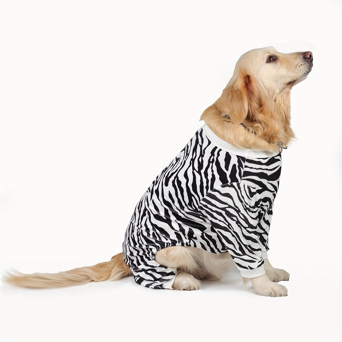 Dog Jumpsuit, Embrace The Untamed Beauty Of The Wild With Our Opulent Zebra Stripe Texture Dog Pajamas: Indulge Your Furry Friend In Stylish Comfort And Unforgettable Nights Of Luxurious Slumber