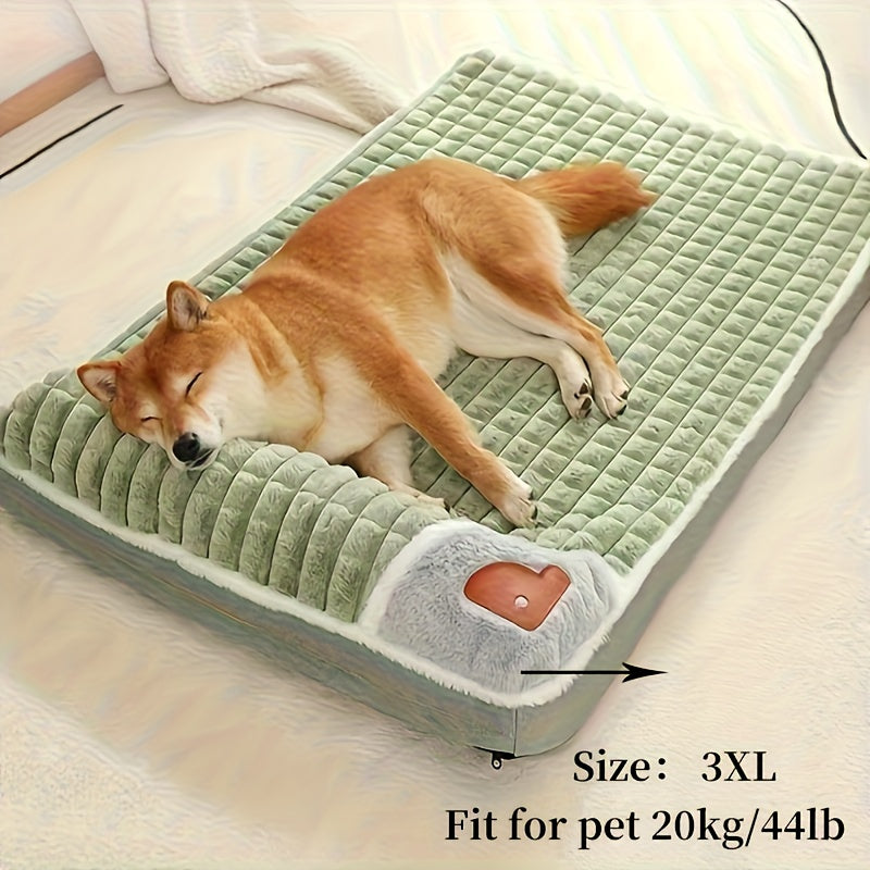 Comfortable Thickened  Dog Cat Bed Pad, Anti Slip Pet Bed Mat, Pet Bed Mat with Thickened Pillow, Machine Washable Dog Mat Bed, Light Beige-Friendly Pets Crate Mattress Mat Suitable for Dogs Cats Home Travel and Outdoor, Cat