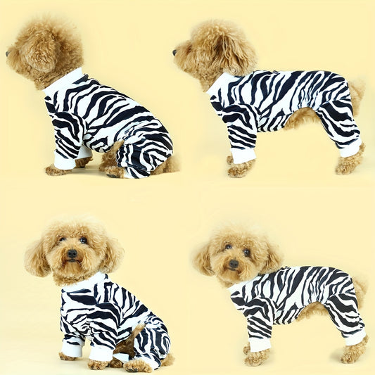 Dog Jumpsuit, Embrace The Untamed Beauty Of The Wild With Our Opulent Zebra Stripe Texture Dog Pajamas: Indulge Your Furry Friend In Stylish Comfort And Unforgettable Nights Of Luxurious Slumber