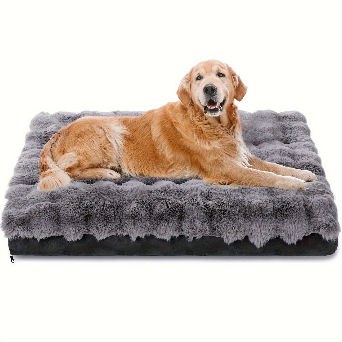 Orthopedic Dog Bed Suitable for Extra Large Dogs - Luxurious Plush Faux Fur Kennel with Removable Washable Cover, Anti-Slip Bottom & Bite-Resistant Mat - Joint Bed for Large Breed Dogs, Machine Washable Cover ( Assembly)