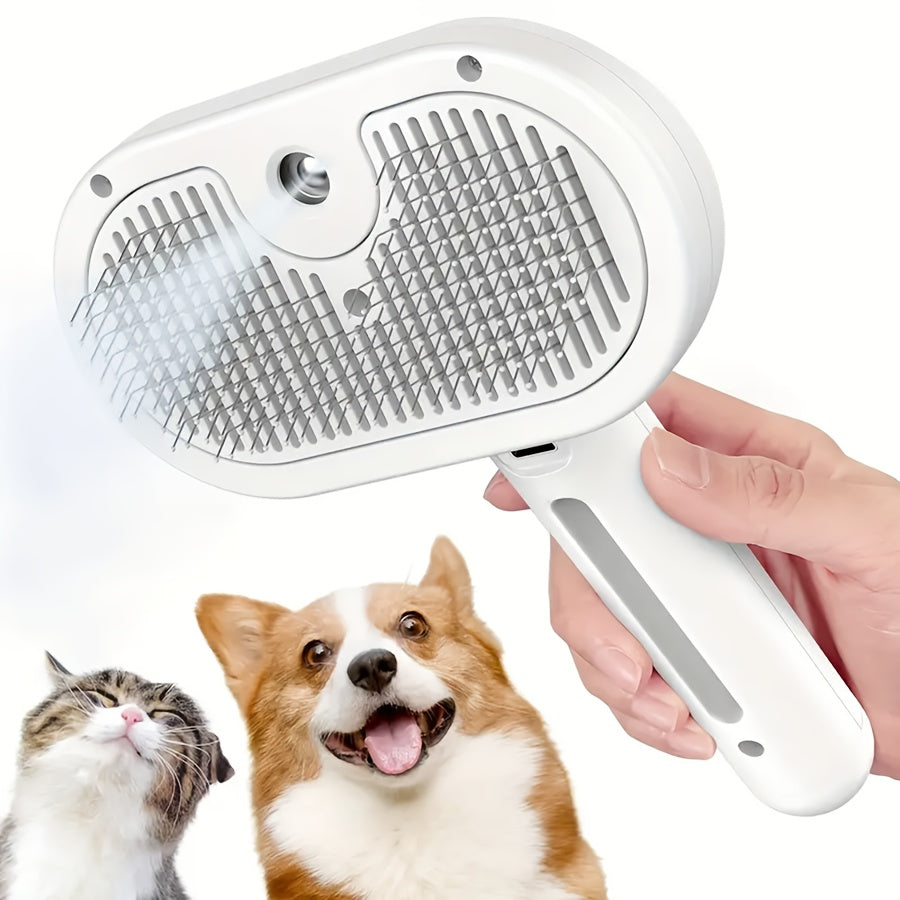 3-In-1 Cat Steam Brush, Equipped with Steam And Release Buttons, Suitable for Removing And Shedding Indoor Pet Dog Hair.