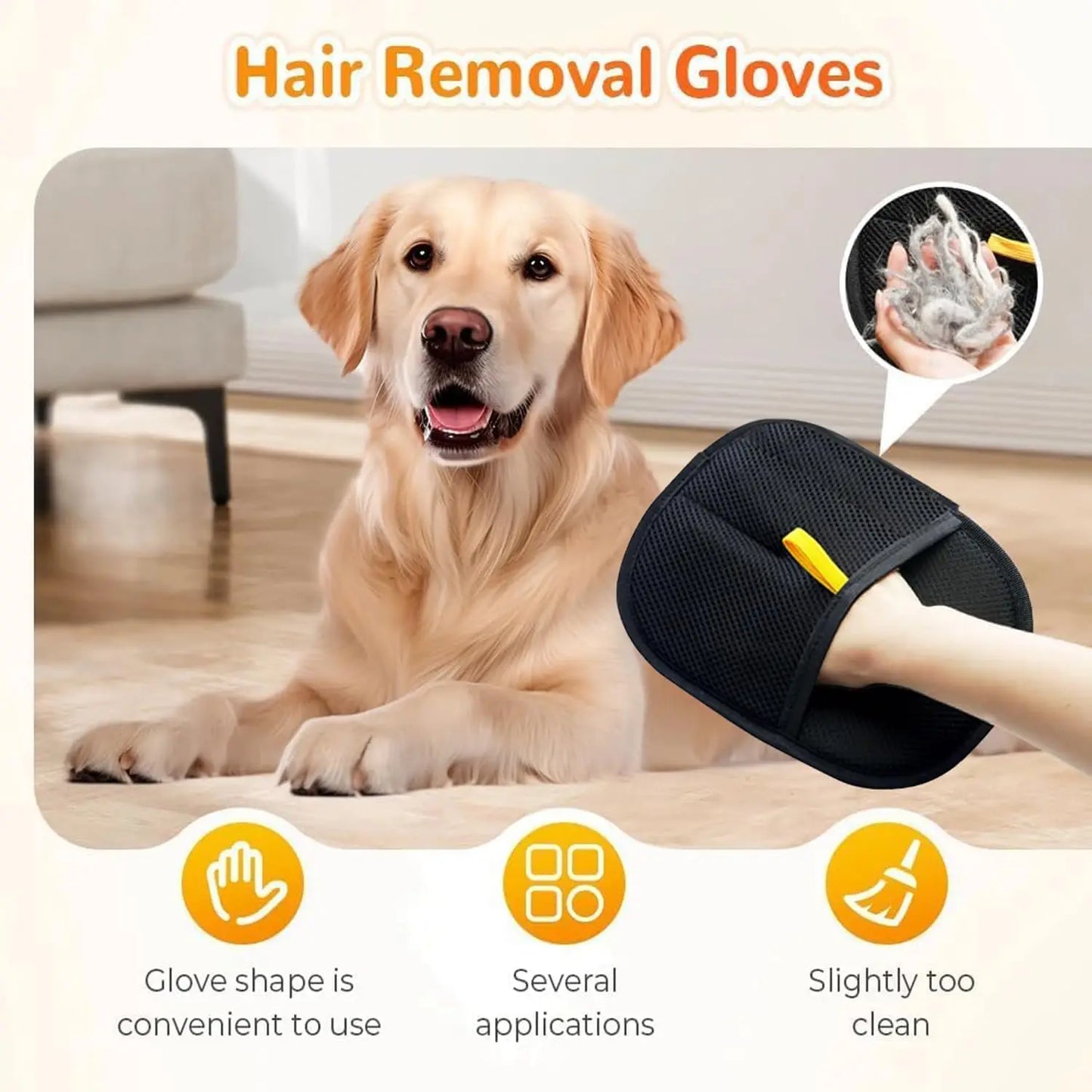 Magic Pet Static Hair Removal Gloves  Brush Hair Remover  Cat Hair Removal Tool  Hair Removal Brush Hair Removal Gloves