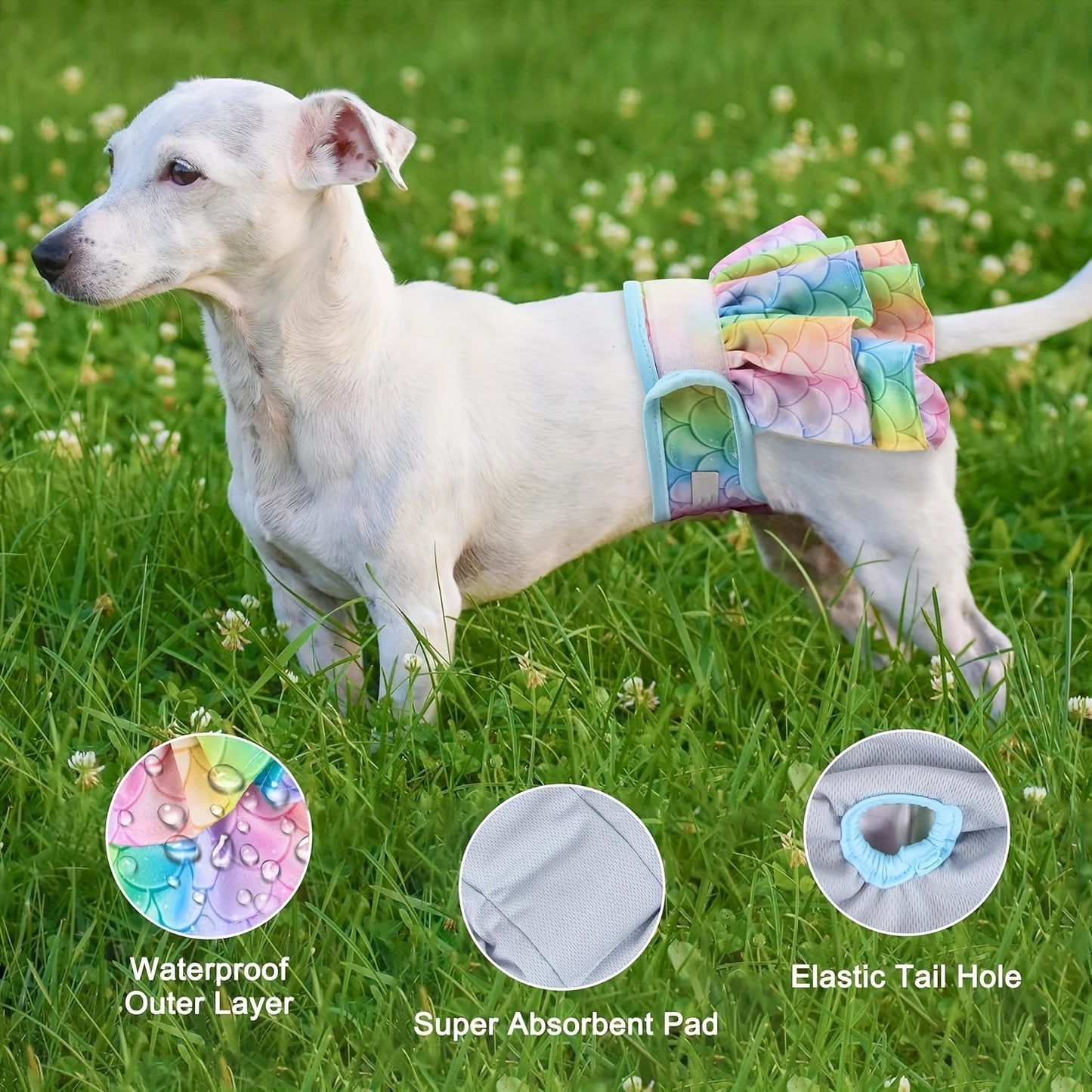 Dog Diapers Female, 3 Pack Reusable Pet Diapers for Female Dogs, Washable Dog Panties Diaper Skirt for Dogs In Heat, Period, Incontinence, Or Excitable Urination