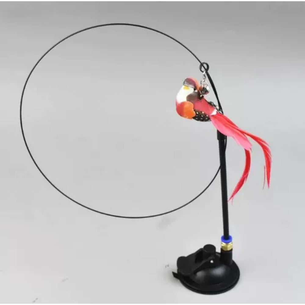 Interactive Toy Set for Cats, Featuring a Long Pole with a Sturdy Suction Cup, Without Battery