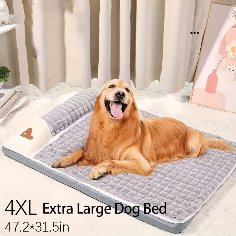 Comfortable Thickened  Dog Cat Bed Pad, Anti Slip Pet Bed Mat, Pet Bed Mat with Thickened Pillow, Machine Washable Dog Mat Bed, Light Beige-Friendly Pets Crate Mattress Mat Suitable for Dogs Cats Home Travel and Outdoor, Cat