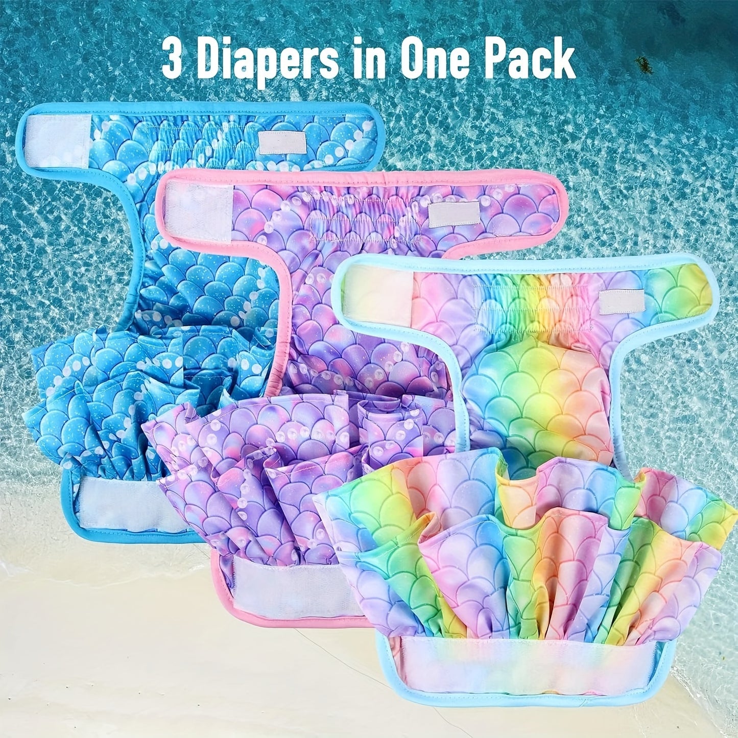 Dog Diapers Female, 3 Pack Reusable Pet Diapers for Female Dogs, Washable Dog Panties Diaper Skirt for Dogs In Heat, Period, Incontinence, Or Excitable Urination