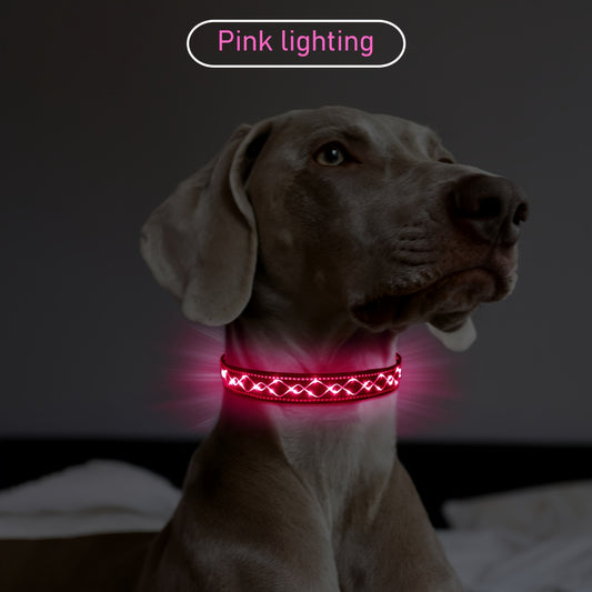 [USB Rechargeable] Adjustable USB Chargeable LED Embroidery Collar | Enhance Visibility, Ensure Night Safety for Pets During Walks