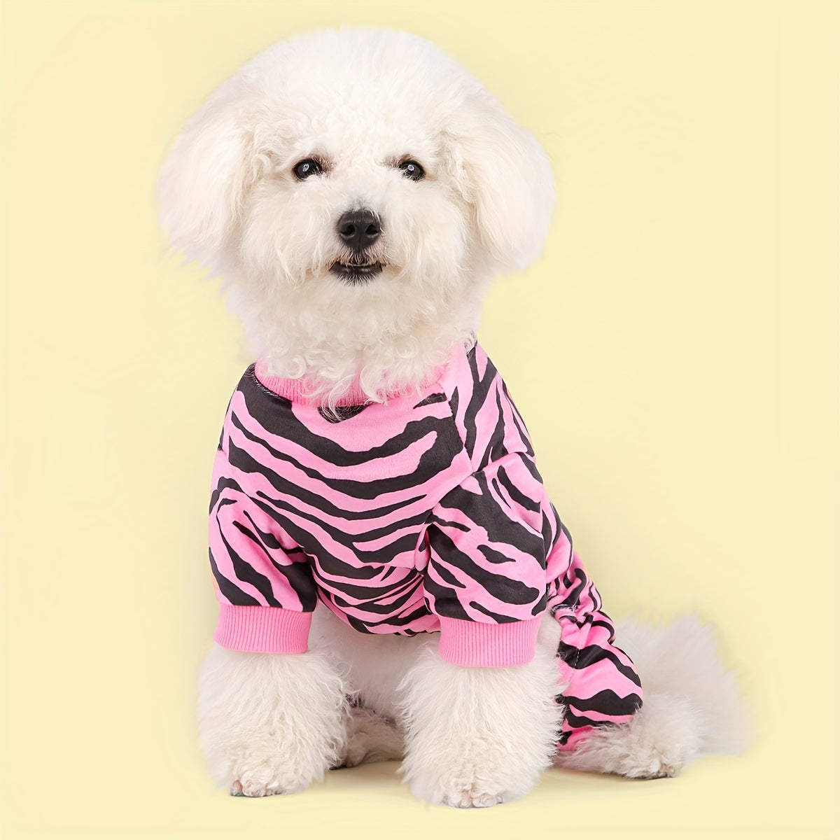 Dog Jumpsuit, Embrace The Untamed Beauty Of The Wild With Our Opulent Zebra Stripe Texture Dog Pajamas: Indulge Your Furry Friend In Stylish Comfort And Unforgettable Nights Of Luxurious Slumber