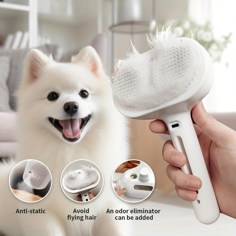 3-In-1 Cat Steam Brush, Equipped with Steam And Release Buttons, Suitable for Removing And Shedding Indoor Pet Dog Hair.