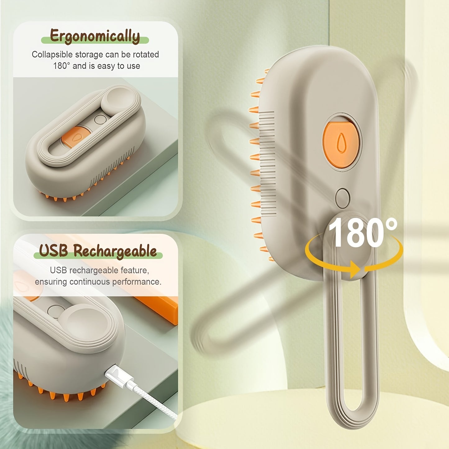 2pcs Cat Steam Brush, 4-in-1 Multifunctional Self-Cleaning Pet Hair Remover Suitable for Long & Short Haired Cats, Steam Groomer Comb with Steam Technology for Tangled Fur Removal, Suitable for Cat Breeds