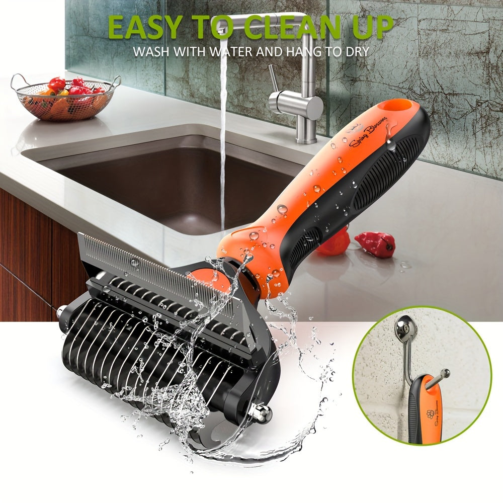 [Dual-Purpose Grooming Rake] Dual-Purpose Grooming Rake | Dematting Comb for Cats And Dogs - Effortlessly Remove Mats And Tangles, Hair Removal for Pets, No Battery