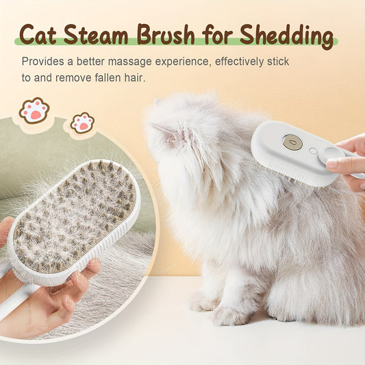 2pcs Cat Steam Brush, 4-in-1 Multifunctional Self-Cleaning Pet Hair Remover Suitable for Long & Short Haired Cats, Steam Groomer Comb with Steam Technology for Tangled Fur Removal, Suitable for Cat Breeds
