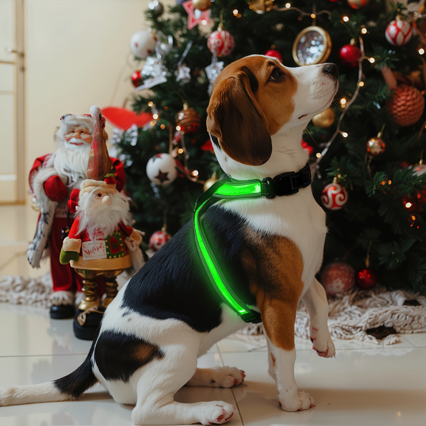 8-Color Changing LED Dog Vest with Control-like Button - Rechargeable Multicolor Night for Medium & Large Dogs, 8 Modes (Green/Red/Blue/Click/White/Pink/Ice/) - Low-Visibility Jacket for Night Walks