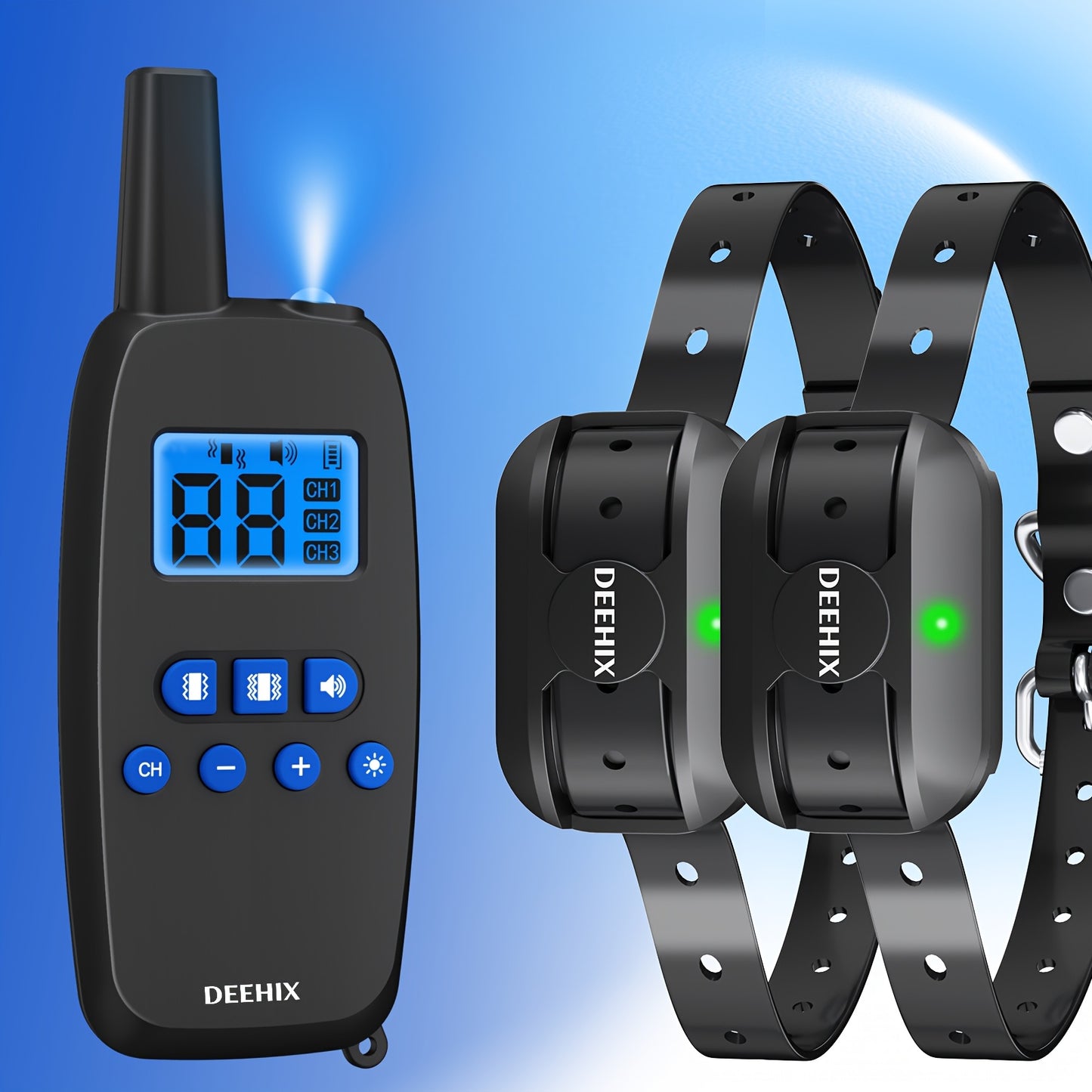 [Dogs, Supports regulate] 1 OR 2pcs Dog Training Collars with Remote | Adjustable Nylon Strap, 99 Levels, Bright Lighting & Sound Modes, Rechargeable, Waterproof, for Small to Large Dogs (5-150lbs), 3280ft Range