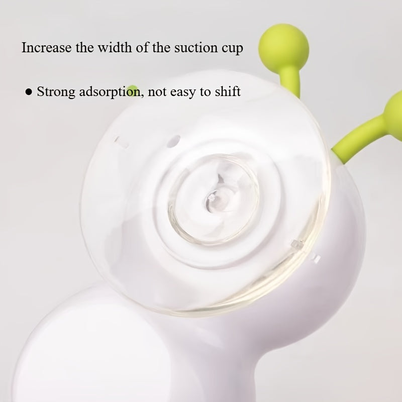 This Is a Usb-Rechargeable Interactive Cat Toy Featuring a Feather on a Stick. It Can Be Attached to Glass Or Tile Surfaces for Hands-Free Play And Includes a Spare Feather And a USB Charging Cable