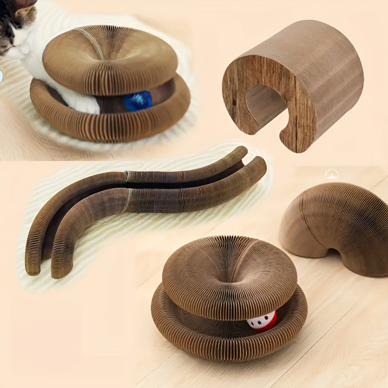 Magical Organ for cat Scratching Board, Wear-Resistant Indoor Interactive for cat Toys-Magic Organ for cat Scratcher Board with Circular Ball Track - Cardboard Scratching Pad for Cats-1/2pcs -Thickened for cat Scratching Boar