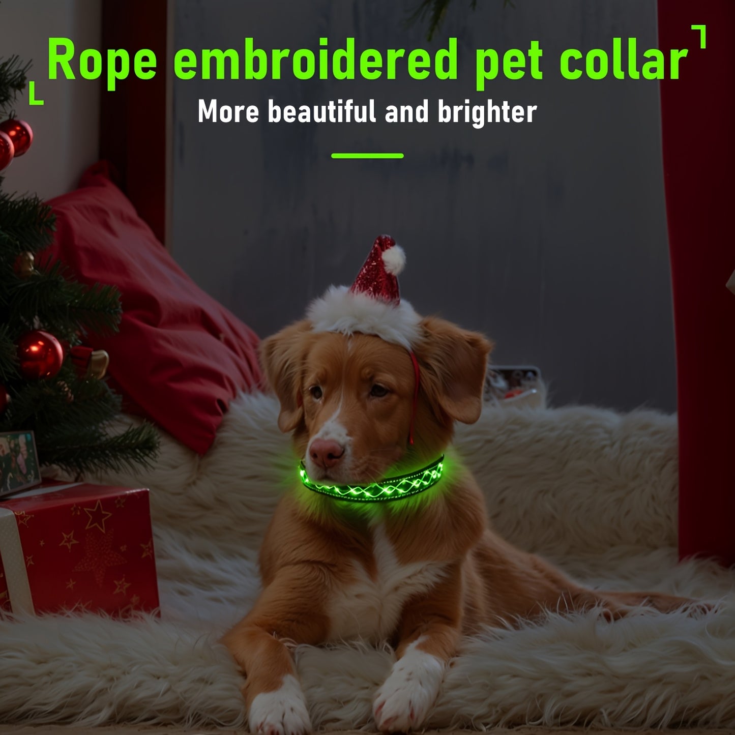 [USB Rechargeable] Adjustable USB Chargeable LED Embroidery Collar | Enhance Visibility, Ensure Night Safety for Pets During Walks