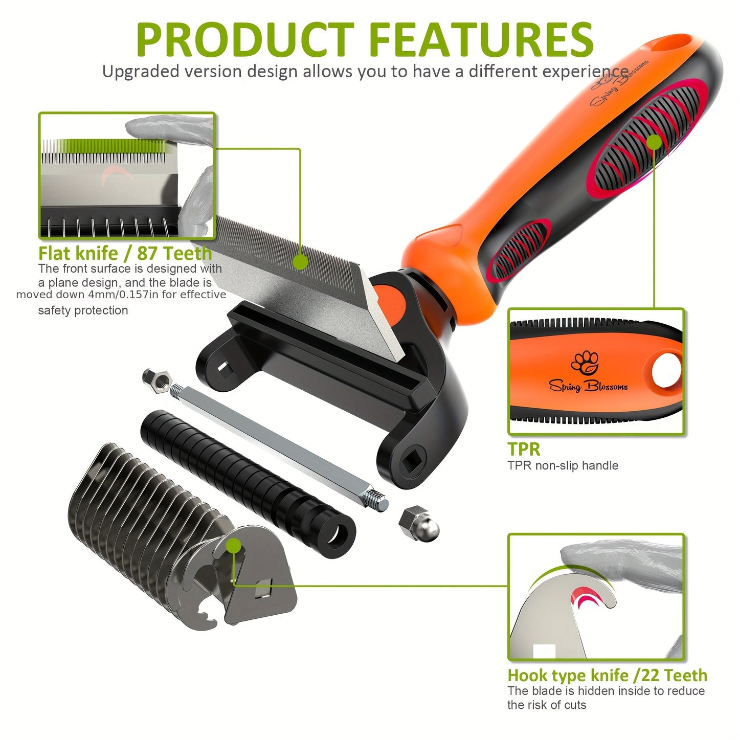 [Dual-Purpose Grooming Rake] Dual-Purpose Grooming Rake | Dematting Comb for Cats And Dogs - Effortlessly Remove Mats And Tangles, Hair Removal for Pets, No Battery