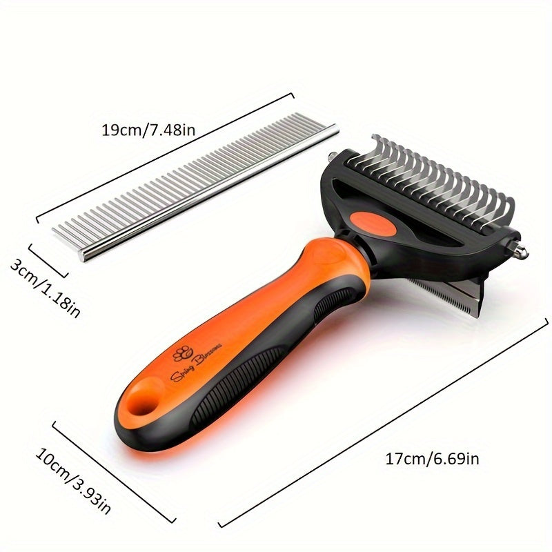 [Dual-Purpose Grooming Rake] Dual-Purpose Grooming Rake | Dematting Comb for Cats And Dogs - Effortlessly Remove Mats And Tangles, Hair Removal for Pets, No Battery