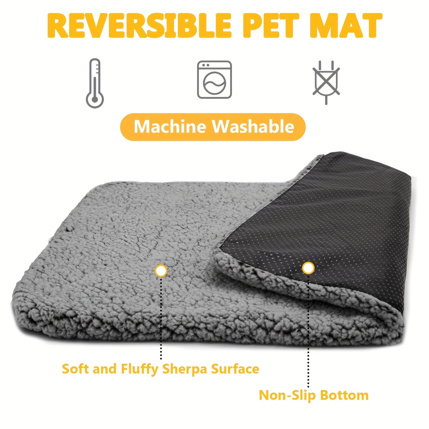 [Super Soft] Self Warming Pet Bed Mat - Super Soft, Thermal, Washable, Anti-Slip - For Small Medium Cats Dogs Puppy Kitten Indoor Outdoor