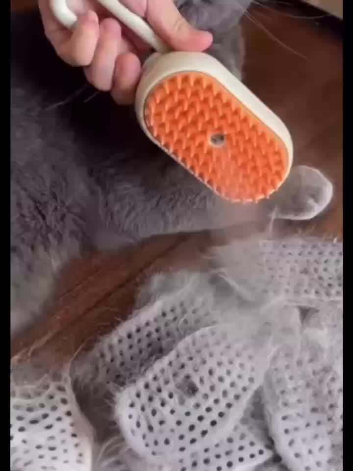 2pcs Cat Steam Brush, 4-in-1 Multifunctional Self-Cleaning Pet Hair Remover Suitable for Long & Short Haired Cats, Steam Groomer Comb with Steam Technology for Tangled Fur Removal, Suitable for Cat Breeds